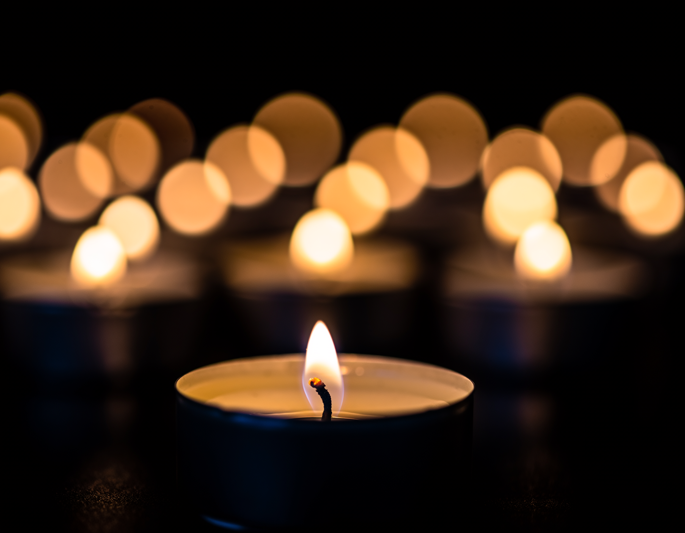 Candlelight in a peaceful moment of remembrance.